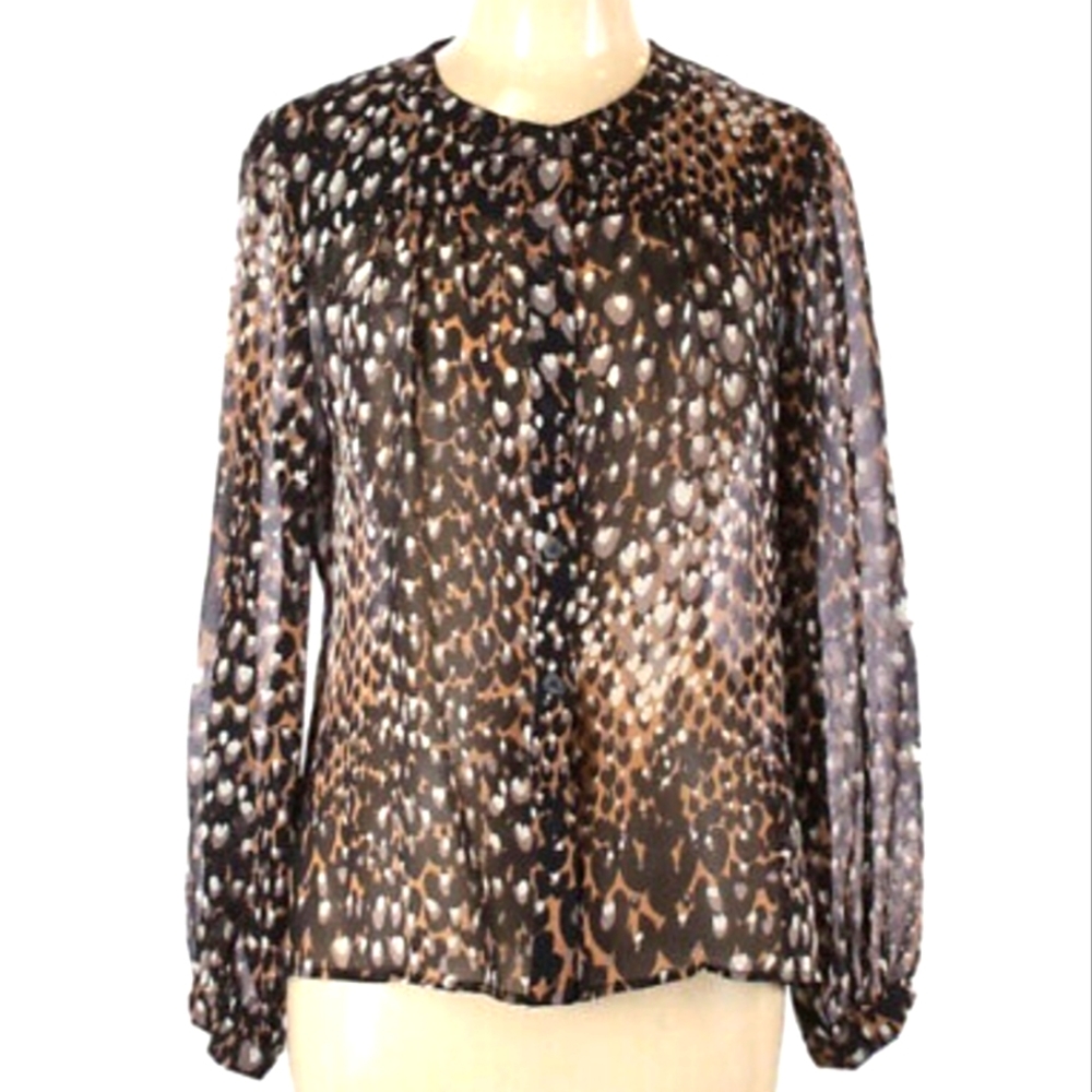 Trina Turk Animal Print 100% Silk blouse.
